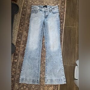 Buckle black flare jeans